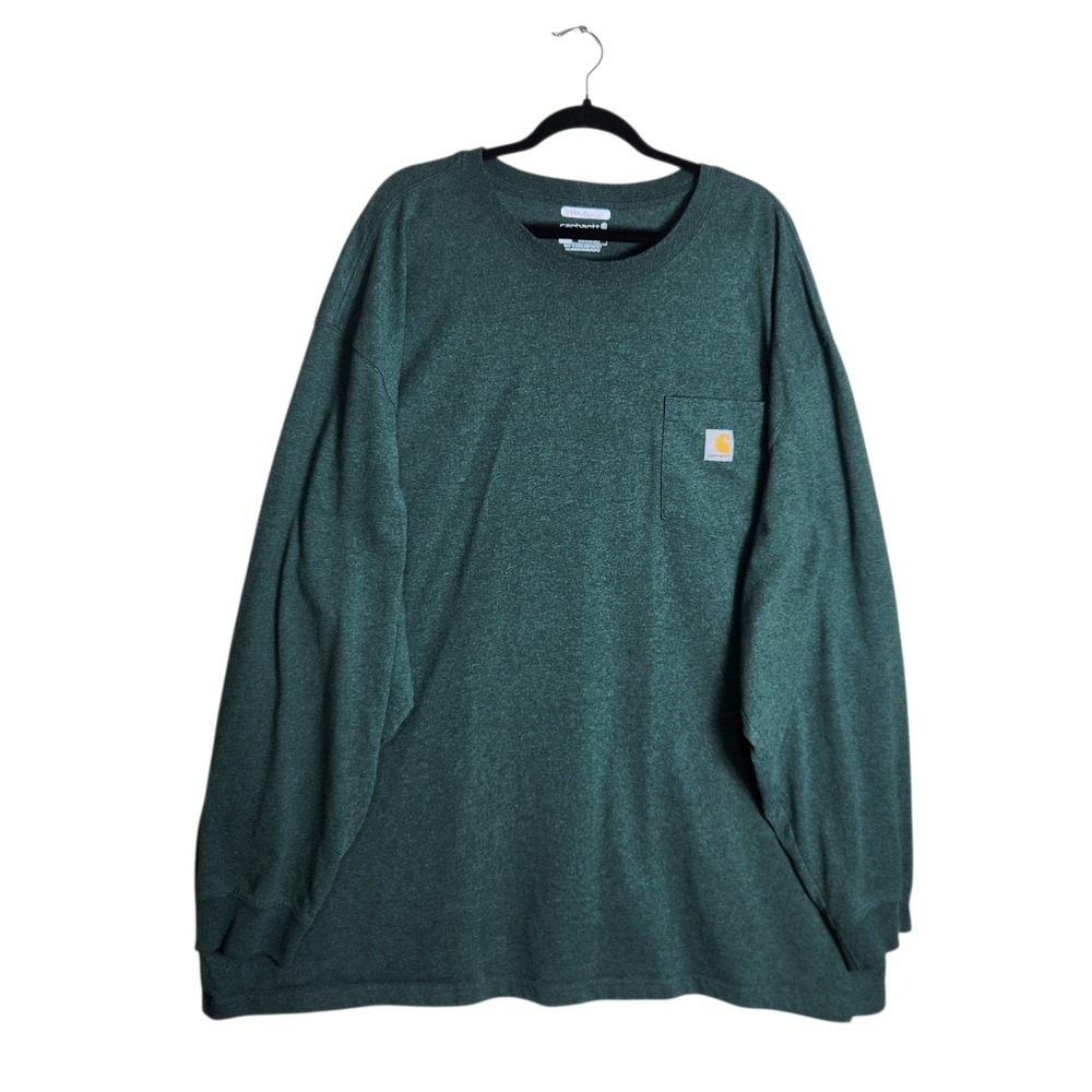 Carhartt Mens 5XL Loose Fit Long Sleeve Pocket T-Shirt Green